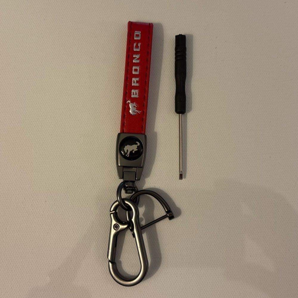 Bronco Keyfob Keychain in Red Leather NWT